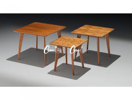 Conjunto Mesa Ninho de Canto Lateral Jussara Quadrada 03 Peças COM FRETE GRATIS